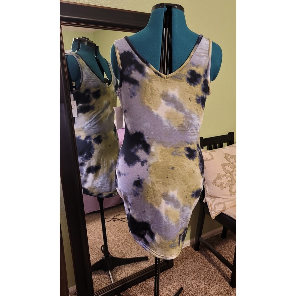 Almost Famous mini dress, soft sweatshirt material tye dye sleeveless women's XL